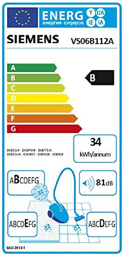 Siemens VS06B112A Bodenstaubsauger synchropower EEK B (mit Beutel, highPower-Motor, PowerProtect System, Hartbodendüse), 700 W, schwarz - 2