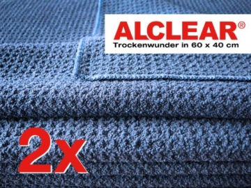 2er Set ALCLEAR Microfasertuch Trockenwunder - zieht Wasser wie ein Magnet - perfekt für Auto, Autolacke, Motorrad und Küche - superweiche Premium-Qualität für besten Werterhalt - 60x40 cm dkl.blau - 2