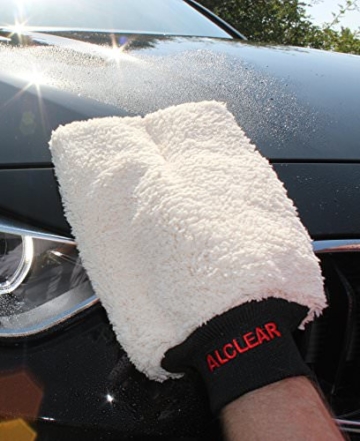 ALCLEAR 950013WH Premium Waschhandschuh, weiß mit schwarzem Bündchen, extra flauschig - 3