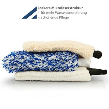 Licargo Premium Autowaschhandschuh aus saugfähigster Mikrofaser - Makelloser Auto- und Felgenhandschuh zur Autoreinigung und Autoaufbereitung - Tausende begeisterte Kunden (Blau) - 4