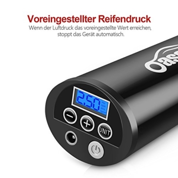 Oasser Elektrischer Kompressor Tragbare Auto-Luftpumpe Portable Reifenpumpe mit LCD Display mit wiederaufladbarer Li-ionen Batterie I50PSI 12V Schwarz Verpackung MEHRWEG - 2