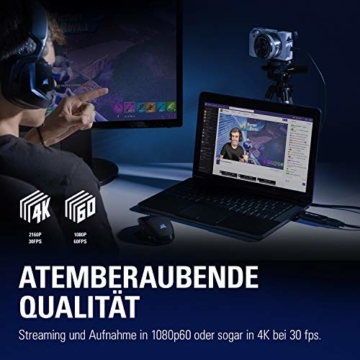 Corsair Elgato Cam Link 4K, Live-Streamen und Aufnehmen mit DSLR, Action Cam oder Camcorder in 1080p60 oder 4K bei 30 fps, HDMI Capture-Gerät, USB 3.0 - 3