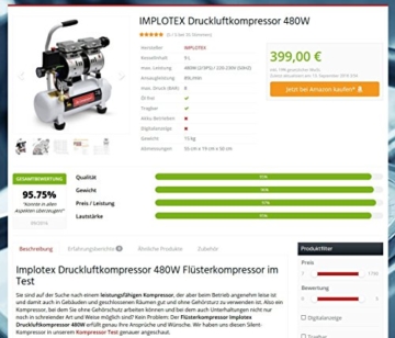 480W Silent Flüsterkompressor Druckluftkompressor nur 48dB leise ölfrei flüster Kompressor Compressor IMPLOTEX - 9