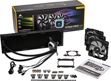 CORSAIR Hydro Series H150i PRO RGB CPU-Flüssigkeitskühlung (360-mm-Radiator, drei ML Series 120-mm-PWM-Lüfter, RGB-Beleuchtung und Lüfter, Intel 115x/2066 und AMD AM4 kompatibel) - 9