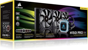 CORSAIR Hydro Series H150i PRO RGB CPU-Flüssigkeitskühlung (360-mm-Radiator, drei ML Series 120-mm-PWM-Lüfter, RGB-Beleuchtung und Lüfter, Intel 115x/2066 und AMD AM4 kompatibel) - 10