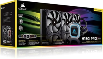 CORSAIR Hydro Series H150i PRO RGB CPU-Flüssigkeitskühlung (360-mm-Radiator, drei ML Series 120-mm-PWM-Lüfter, RGB-Beleuchtung und Lüfter, Intel 115x/2066 und AMD AM4 kompatibel) - 10