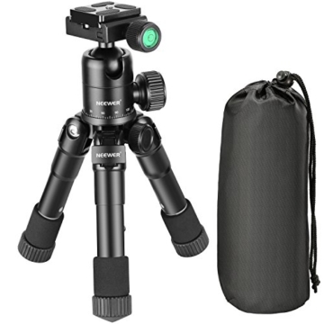 Neewer Tragbares Kompakt Desktop Makro Mini-Stativ mit 360-Grad-Kugelkopf, 1/4 Schnellwechselplatte, Tasche für DSLR Kamera, Video Camcorder bis zu 5 Kilogramm (50cm,Schwarz) - 2