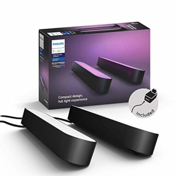 Philips Hue White and Color Ambiance Play Lightbar Doppelpack, dimmbar, bis zu 16 Millionen Farben, steuerbar via App, kompatibel mit Amazon Alexa, schwarz - 1
