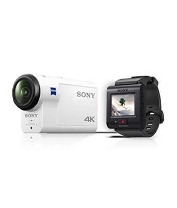 Sony FDR-X3000R 4K Action Cam mit BOSS (Exmor R CMOS Sensor, Carl Zeiss Tessar Optik, GPS, WiFi, NFC) mit RM-LVR3 Live View Remote Fernbedienung, weiß - 1