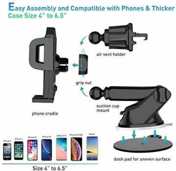 miracase MOVING LIFE Handyhalterung Auto, 3 in 1 KFZ Handy Halterung, mit Saugnapf Lüftung Handyhalter, 360° drehbare Autohalterung Silikon Schutz für iPhone, Samsung, Huawei, Sony, One Plus usw - 3