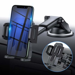 miracase MOVING LIFE Handyhalterung Auto, 3 in 1 KFZ Handy Halterung, mit Saugnapf Lüftung Handyhalter, 360° drehbare Autohalterung Silikon Schutz für iPhone, Samsung, Huawei, Sony, One Plus usw - 1