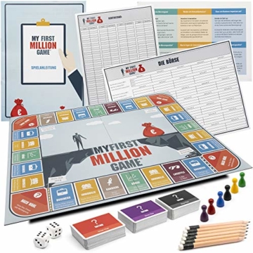 My First Million Game Gesellschaftsspiele für Erwachsene I Deutsche Version I Finanzwissen Brettspiel mit Aktien, Immobilien und Startups I Gesellschaftsspiel Erwachsene ab 16 Jahren - 2