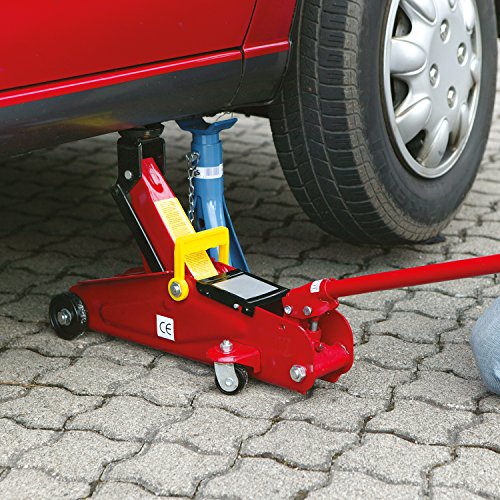 Cartrend 7740014 Hydraulic trolley jack 2 ton jack, continuously adjustable lowering made of quality steel, blue