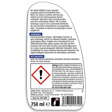 SONAX XTREME Ceramic SprayVersiegelung (750ml) überzieht den Lack mit einer Schutzbarriere. Schützt vor Schmutz & Insekten. DIE Auto Keramikversiegelung schlecht hin |Art-Nr 02574000 - 3