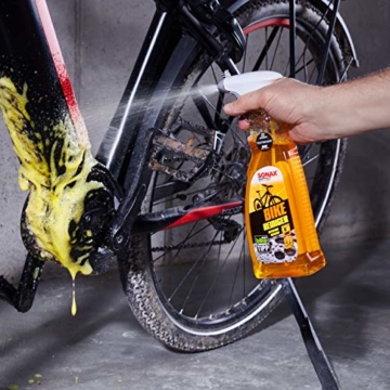 SONAX BIKE Reiniger (750 ml) Fahrradreiniger für Aluminium, Mattlacke, Carbon- & Kunststoffoberflächen, reinigt Kette & Zahnkränze, für E-Bikes, materialschonend | Art-Nr. 08524000 - 7