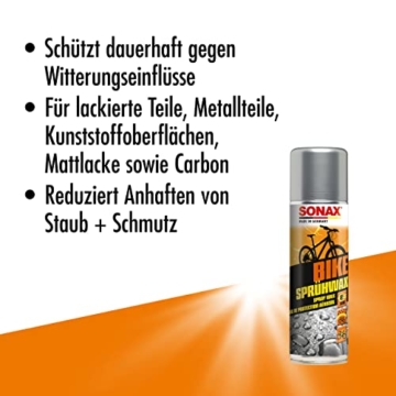 SONAX BIKE SprühWax (300 ml) lang anhaltende Versiegelung / Schutzschicht für Fahrräder & E-Bikes, schützt vor Witterungseinflüsse, Staub- & schmutzabweisend | Art-Nr. 08332000 - 3