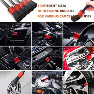 13er Auto Reinigung Bürsten Pinsel Set, mit Detailing Bürsten Reifenbürste Car Duster Brush Mikrofaser Felgenbürste Waschhandschuh Reinigungstücher für Waschen Motor Alufelge Auto Innenraum Außenraum - 4
