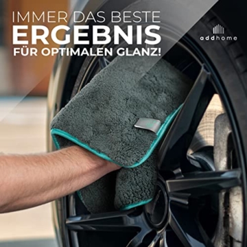 addhome Auto-Mikrofasertücher 1200 GSM für Auto und Haushalt, Reinigungsset aus 3X Mikrofasertuch 40 x 40 cm und Mikrofaser-Handschuh – kratzfrei, fadenfrei, extra saugstark und lackschonend - 6