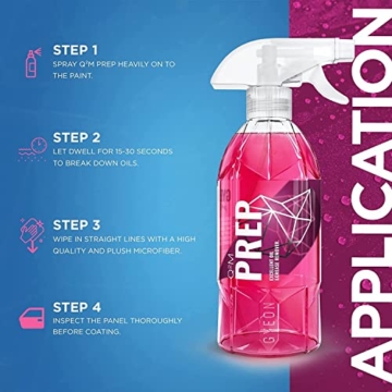 detailmate Auto Lackvorbereitung Set: GYEON Q²M Prep Vorreiniger 1 Liter + 2X Premium Microfasertuch 320 GSM 40x40cm weiß + 2X Premium Microfasertuch 320GSM 40x40 cm pink - 6