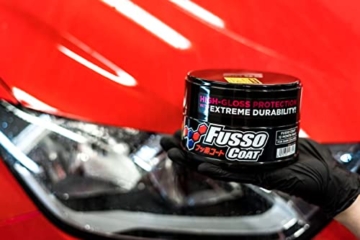 detailmate Soft99 New Fusso Coat 12 Months Wax Dark Hartwachs Autowachs, Lackversiegelung, 200 gr für dunkle Lacke schwarz + langfloriges Mikrofaser Poliertuch + Polierschwamm + 2 Nitril-Handschuhe - 6