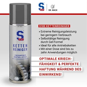 Dr. Wack 2360 - S100 Kettenreiniger 300 ml I Premium Motorrad für O/X/Z-Ring I Verbessert Leichtlaufeigenschaften & beugt Verschleiß vor I Hochwertige Motorradpflege – Made in Germany - 4