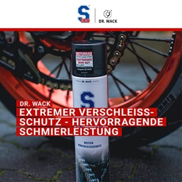 Dr. Wack - S100 Weißes Kettenspray 2.0 400 ml I Premium Kettenöl für noch weniger Reibung & Verschleiß I Kettenspray für alle Motorräder I Hochwertige Motorradpflege – Made in Germany - 2