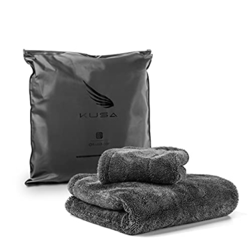 KuSa Mikrofasertücher fürs Auto - 50x80 cm und 30x30 cm - 1400 GSM, Trockentuch, Fusselfreie & Lackschonende Mikrofasertücher + praktische Aufbewahrungstasche - 1