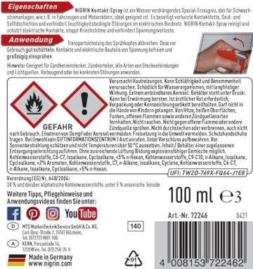 NIGRIN Kontakt-Spray für Elektronik, 100 ml, zur Reinigung und Schutz von elektronischen Kontakten - 5