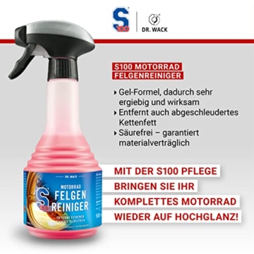 S100 Motorrad Felgenreiniger 500 ml I Premium Motorrad-Felgen-Reiniger für alle Motorräder I Hohe Ergiebigkeit & Reinigungswirkung I Hochwertige Motorradpflege – Made in Germany - 4