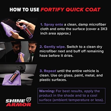 SHINE ARMOR Fortify Quick Coat Pkw-Wachsspray Politur Auto - 3 in 1 Wasserabweisender Auto Reiniger, Auto Politur und Glanz - Polymer-Lackschutz Keramikversiegelung Auto (8oz) - 3