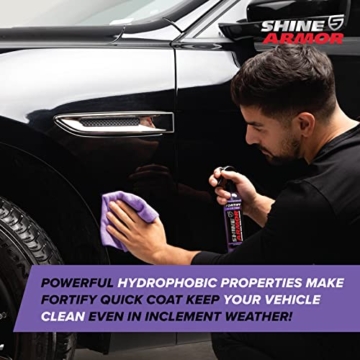 SHINE ARMOR Fortify Quick Coat Pkw-Wachsspray Politur Auto - 3 in 1 Wasserabweisender Auto Reiniger, Auto Politur und Glanz - Polymer-Lackschutz Keramikversiegelung Auto (8oz) - 6