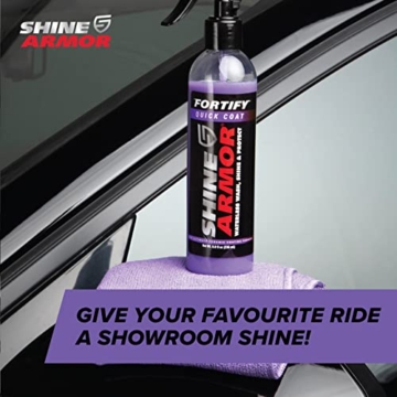 SHINE ARMOR Fortify Quick Coat Pkw-Wachsspray Politur Auto - 3 in 1 Wasserabweisender Auto Reiniger, Auto Politur und Glanz - Polymer-Lackschutz Keramikversiegelung Auto (8oz) - 8