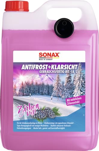 SONAX AntiFrost+KlarSicht Gebrauchsfertig bis -18 °C Zirbe (5 Liter) schneller, schlierenfreier & effektiver Scheibenreiniger für den Winter | Art-Nr. 01315050 - 1
