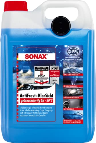 SONAX AntiFrost+KlarSicht Gebrauchsfertig bis -20° C (5 Liter) schneller, schlierenfreier und effektiver Scheibenreiniger für den Winter | Art-Nr. 03325000 - 1