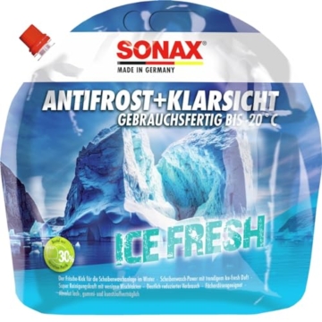 SONAX AntiFrost+KlarSicht IceFresh Gebrauchsfertig bis -20° C (3 Liter) schneller, schlierenfreier und effektiver Scheibenreiniger für den Winter | Art-Nr. 01334410, unbekannt - 1