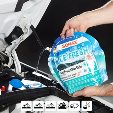 SONAX AntiFrost+KlarSicht IceFresh Gebrauchsfertig bis -20° C (3 Liter) schneller, schlierenfreier und effektiver Scheibenreiniger für den Winter | Art-Nr. 01334410, unbekannt - 7