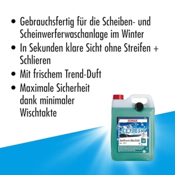 SONAX AntiFrost+KlarSicht IceFresh Gebrauchsfertig bis -20° C (5 Liter) schneller, schlierenfreier und effektiver Scheibenreiniger für den Winter | Art-Nr. 01335410 - 3