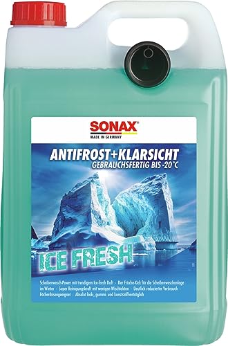 SONAX AntiFrost+KlarSicht IceFresh Gebrauchsfertig bis -20° C (5 Liter) schneller, schlierenfreier und effektiver Scheibenreiniger für den Winter | Art-Nr. 01335410 - 1