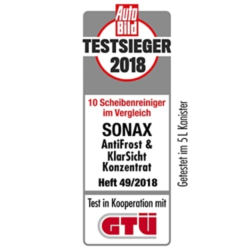 SONAX AntiFrost+KlarSicht Konzentrat (5 Liter) ergibt bis zu 15 Liter Winter-Scheibenwischwasser, sofort mischbereit, schlierenfrei, Antikalk-Effekt, Art-Nr. 03325050 - 5