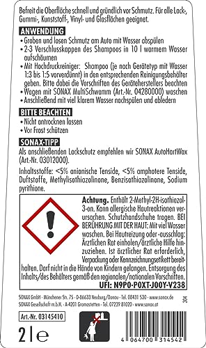 SONAX AutoShampoo Konzentrat (2 Liter) durchdringt und löst Schmutz gründlich, ohne Angreifen der Wachs-Schutzschicht | Art-Nr. 03145410 - 2