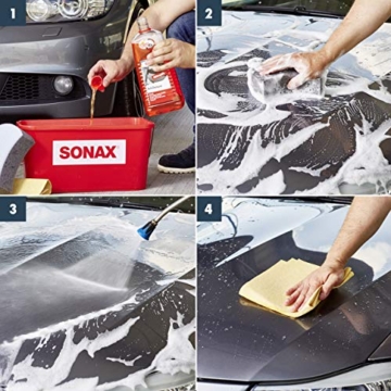 SONAX AutoShampoo Konzentrat (2 Liter) durchdringt und löst Schmutz gründlich, ohne Angreifen der Wachs-Schutzschicht | Art-Nr. 03145410 - 5