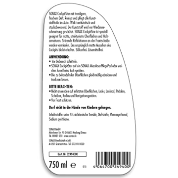 SONAX CockpitStar (750 ml) Cockpitreiniger reinigt und pflegt alle Kunststoffteile im Auto, antistatisch und staubabweisend / Art-Nr. 02494000 - 2