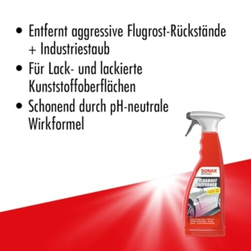 SONAX FlugrostEntferner (750 ml) entfernt aggressive Flugrost-Rückstände und Industriestaub von allen Lack- und lackierten Kunststoffoberflächen | Art-Nr. 05134000 - 3