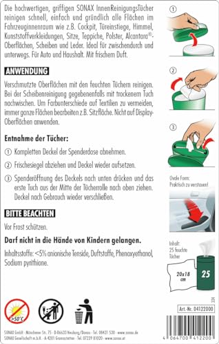 SONAX InnenReinigungsTücher Box (25 Stück) zur schnellen, einfachen und gründlichen Reinigung aller Flächen im Fahrzeuginnenraum | Art-Nr. 04122000 - 2
