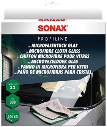 SONAX MicrofaserTuch Glas (3 Stück) saugfähig und fusselfrei für streifenfreie Sauberkeit von Scheiben und Glasoberflächen / Art-Nr. 04515410 - 3