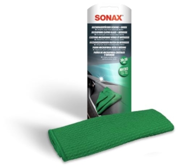 SONAX MicrofaserTuch Scheibe + Innen (1 Stück) zur Reinigung von Glas, Displays und Anderen Oberflächen im Innenraum wie z.B. Polster oder Cockpit | Art-Nr. 04984000 - 1
