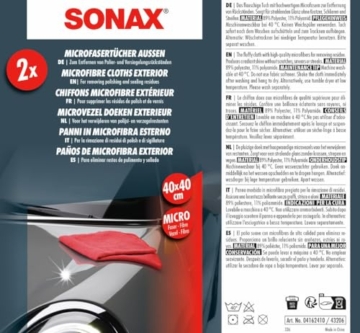 SONAX MicrofaserTücher Außen (2 Stück) der Lackpflegeprofi, hochwertig und flauschig, zum Entfernen von Polierrückständen | Art-Nr. 04162410 - 2