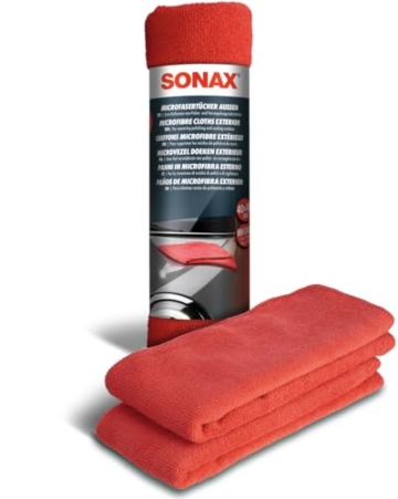 SONAX MicrofaserTücher Außen (2 Stück) der Lackpflegeprofi, hochwertig und flauschig, zum Entfernen von Polierrückständen | Art-Nr. 04162410 - 1