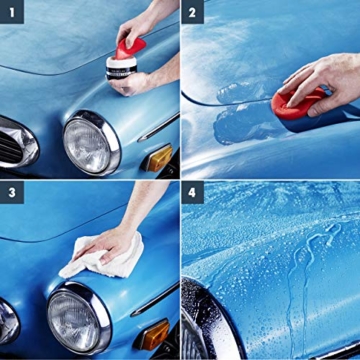 SONAX PREMIUM CLASS Carnauba Care (200 ml) Hartwachs für alle neuen und grundgereinigten Lacke inkl. 2x Schwamm und 1x MicrofaserTuch | Art-Nr. 02112000 - 6