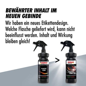 SONAX PROFILINE PlasticCare (1 Liter) Kunststoffpfleger frischt Farben auf, gibt dezenten Glanz und kaschiert Vermattungen und Kratzer auf Kunststoff, Art-Nr. 02054050 - 4